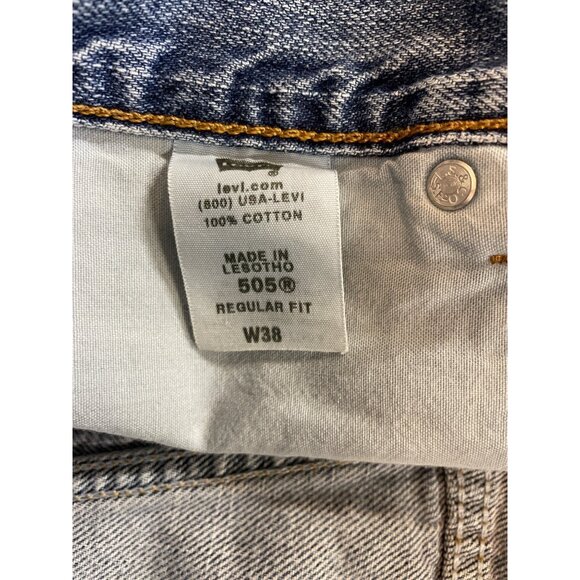 Levi's 505 Mens W38 Reg Fit Shorts Blue Denim Straight High Rise Zip Fly**FLAW - Picture 9 of 10